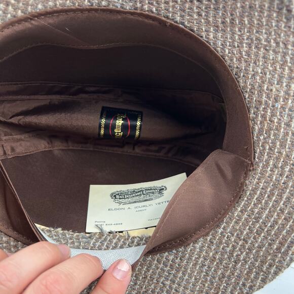 Vintage Botany 500 Houndstooth Wool Fedora Hat Feather Detail Sherlock Holmes - Picture 4 of 11